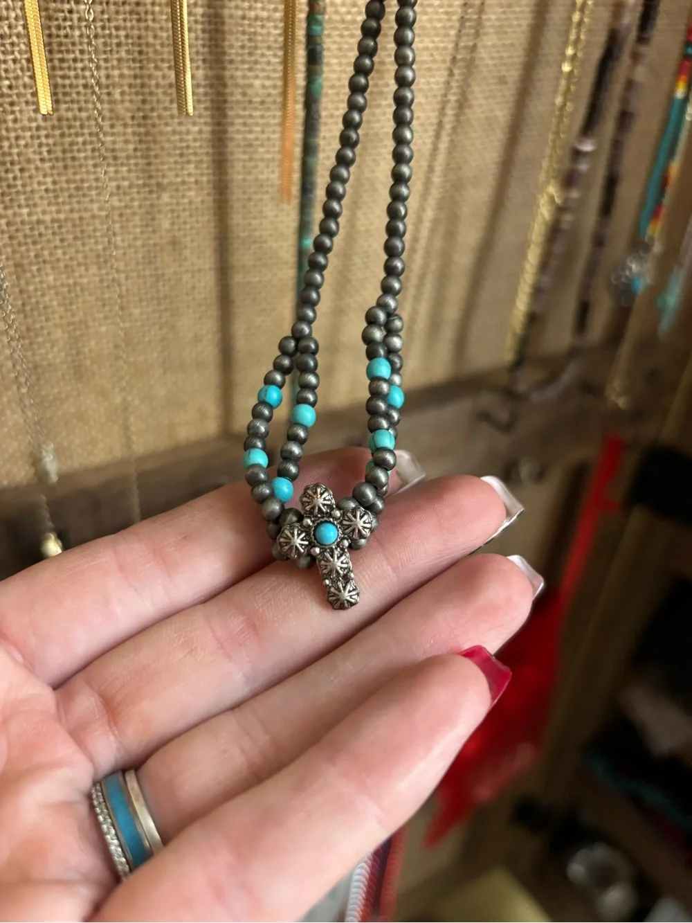 Western-Inspired Women's Ring Set with Turquoise Accents